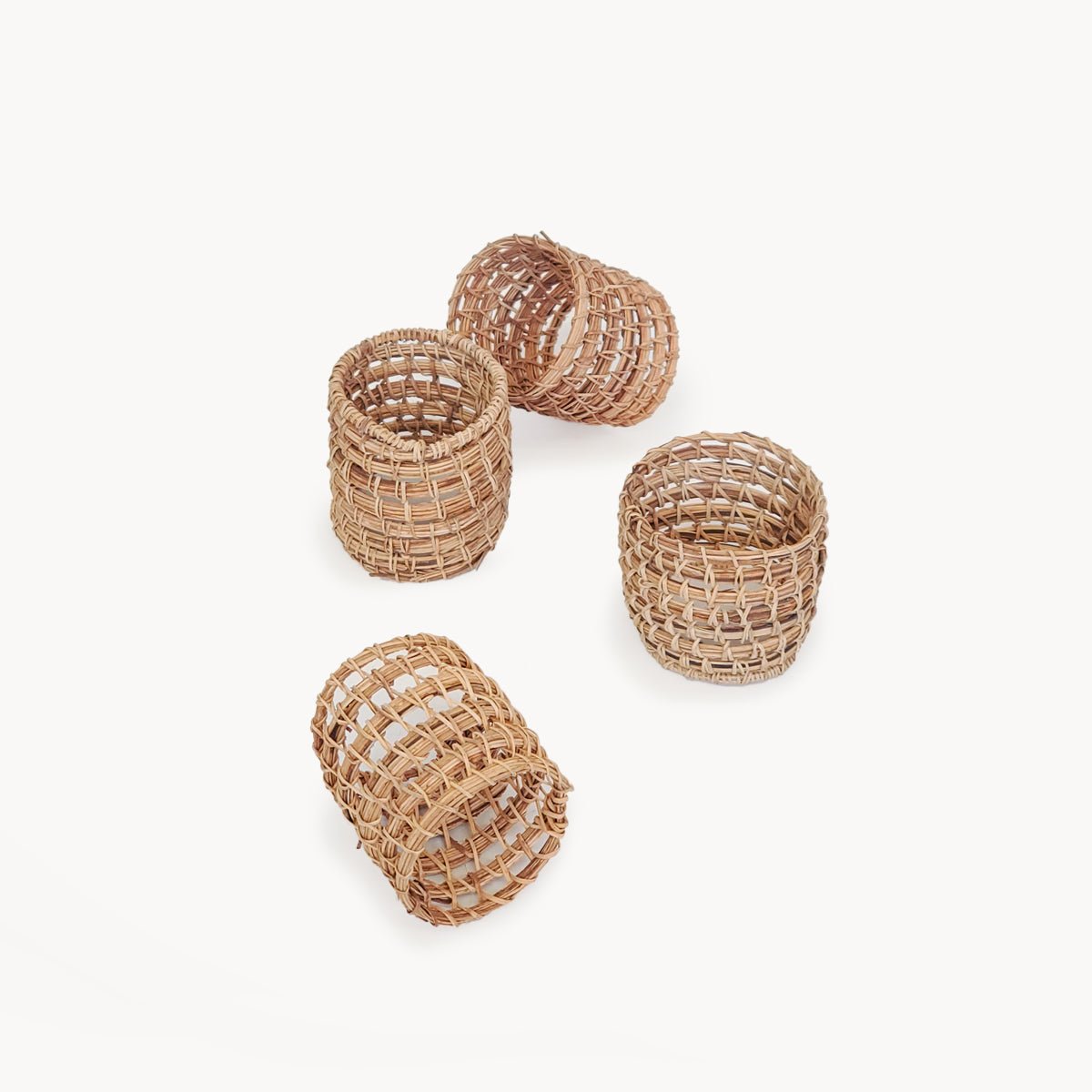 KORISSA Woven Palm Fiber Napkin Ring, Natural - Set of 4