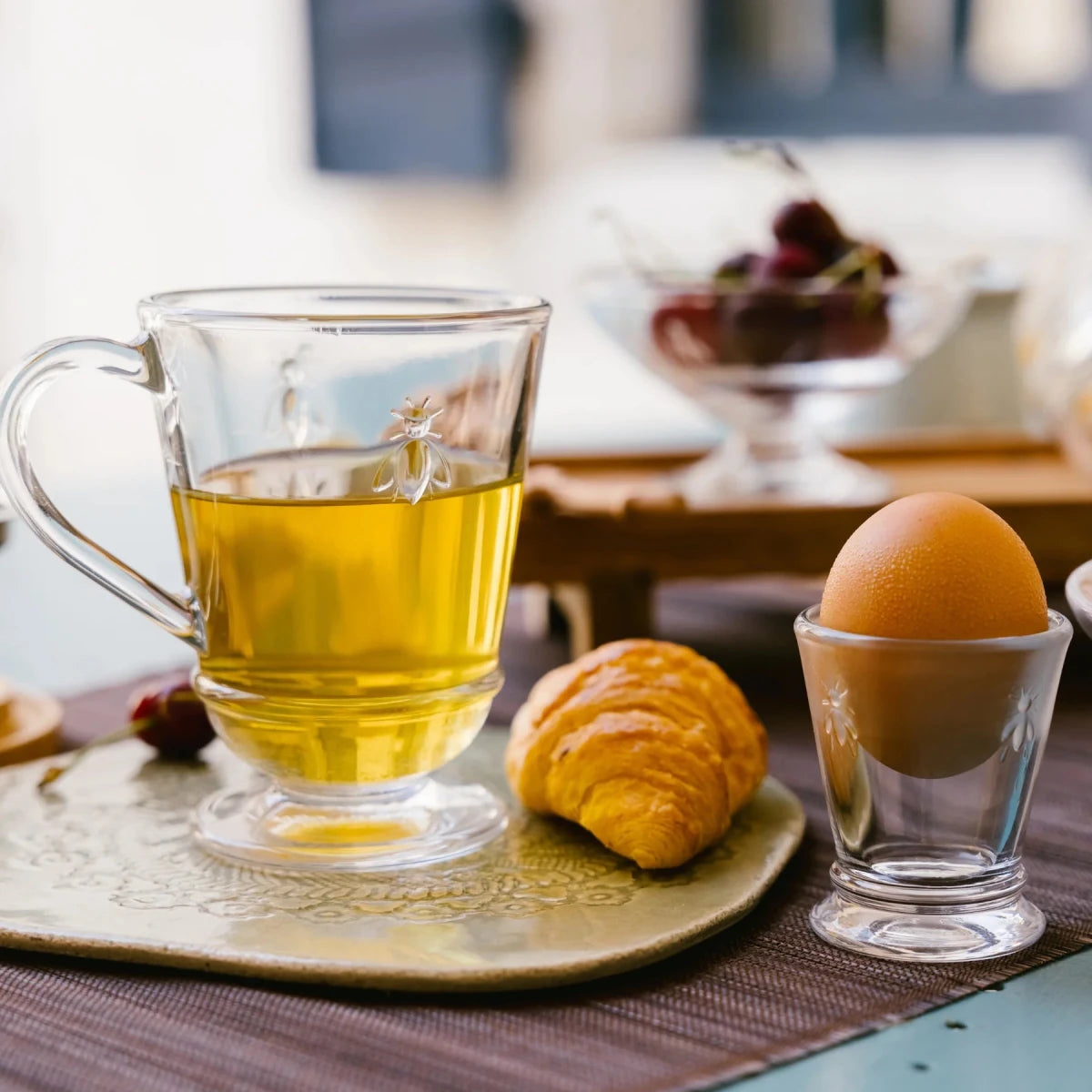 La Rochere NA Bee Glass Coffee Mug, Set of 6 | French Café - Style Glassware