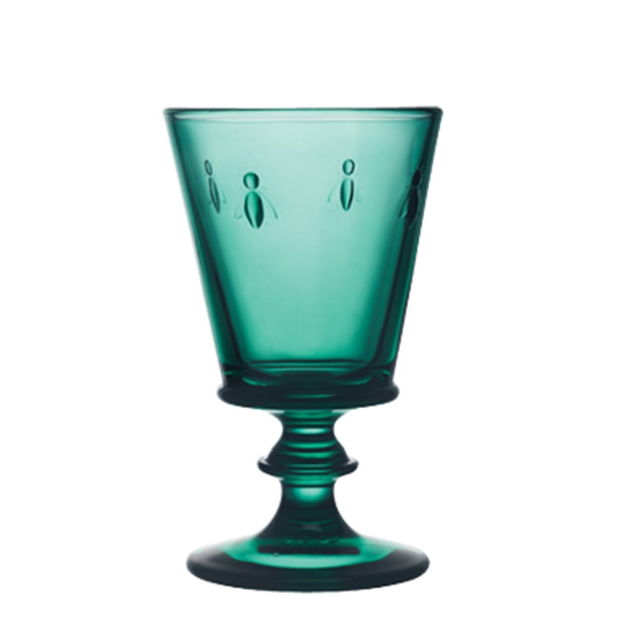 La Rochere NA Bee Wine Glass in Emerald - Set of 6 | Embossed French Glassware