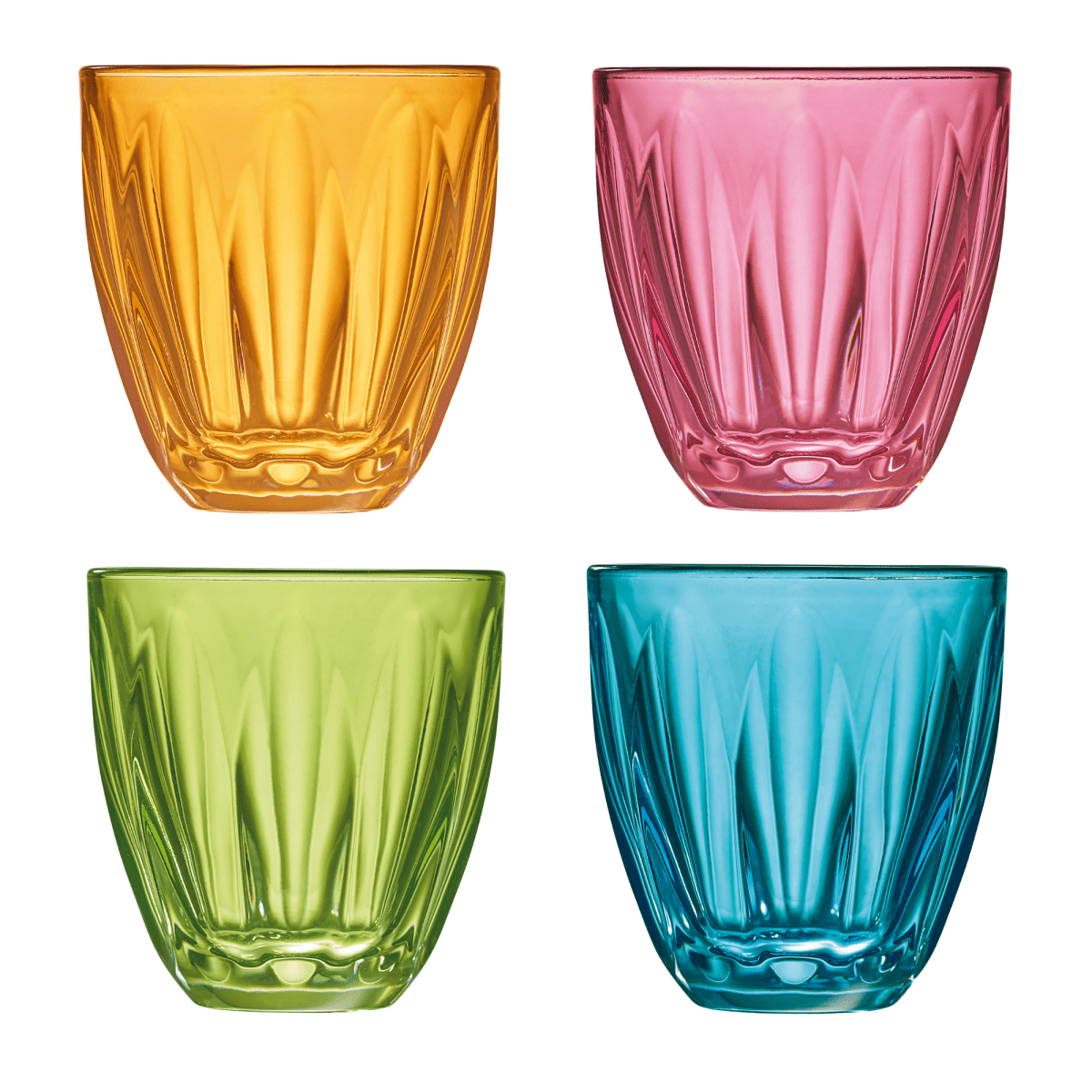 La Rochere NA Lily Assorted Colored Glasses – Set of 4 | French Fluted Tumblers