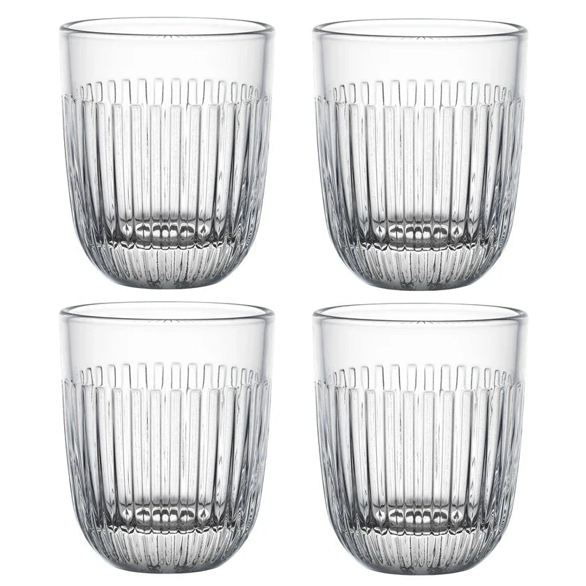 La Rochere NA Ouessant Colored Glass Tumblers, Set of 4 | Ribbed Drinkware