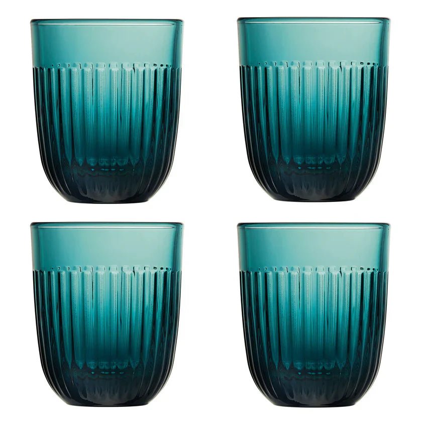 La Rochere NA Ouessant Colored Glass Tumblers, Set of 4 | Ribbed Drinkware