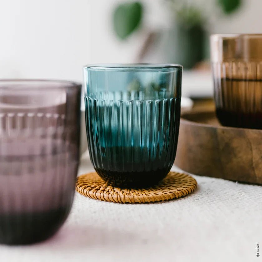 La Rochere NA Ouessant Colored Glass Tumblers, Set of 4 | Ribbed Drinkware