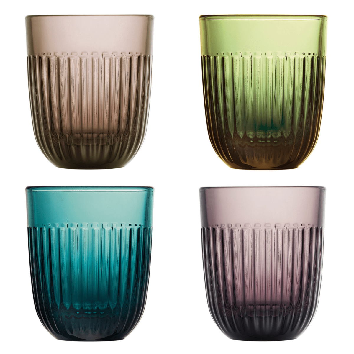 La Rochere NA Ouessant Colored Glass Tumblers, Set of 4 | Ribbed Drinkware