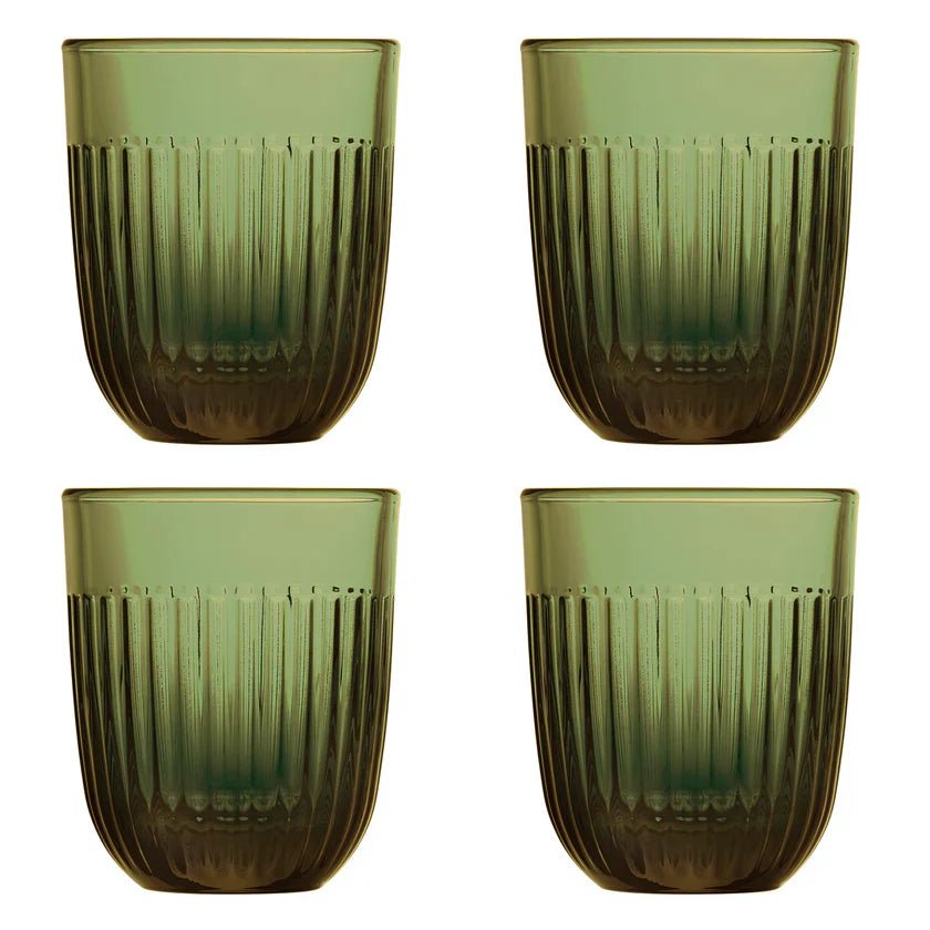 La Rochere NA Ouessant Colored Glass Tumblers, Set of 4 | Ribbed Drinkware