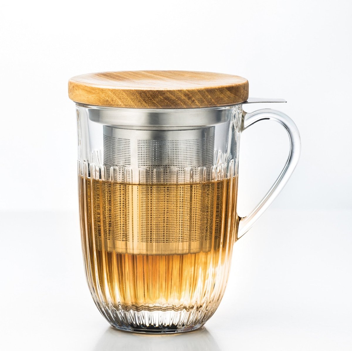 La Rochere NA Ouessant Ribbed Glass Tea Infuser Mug with Stainless Steel Infuser