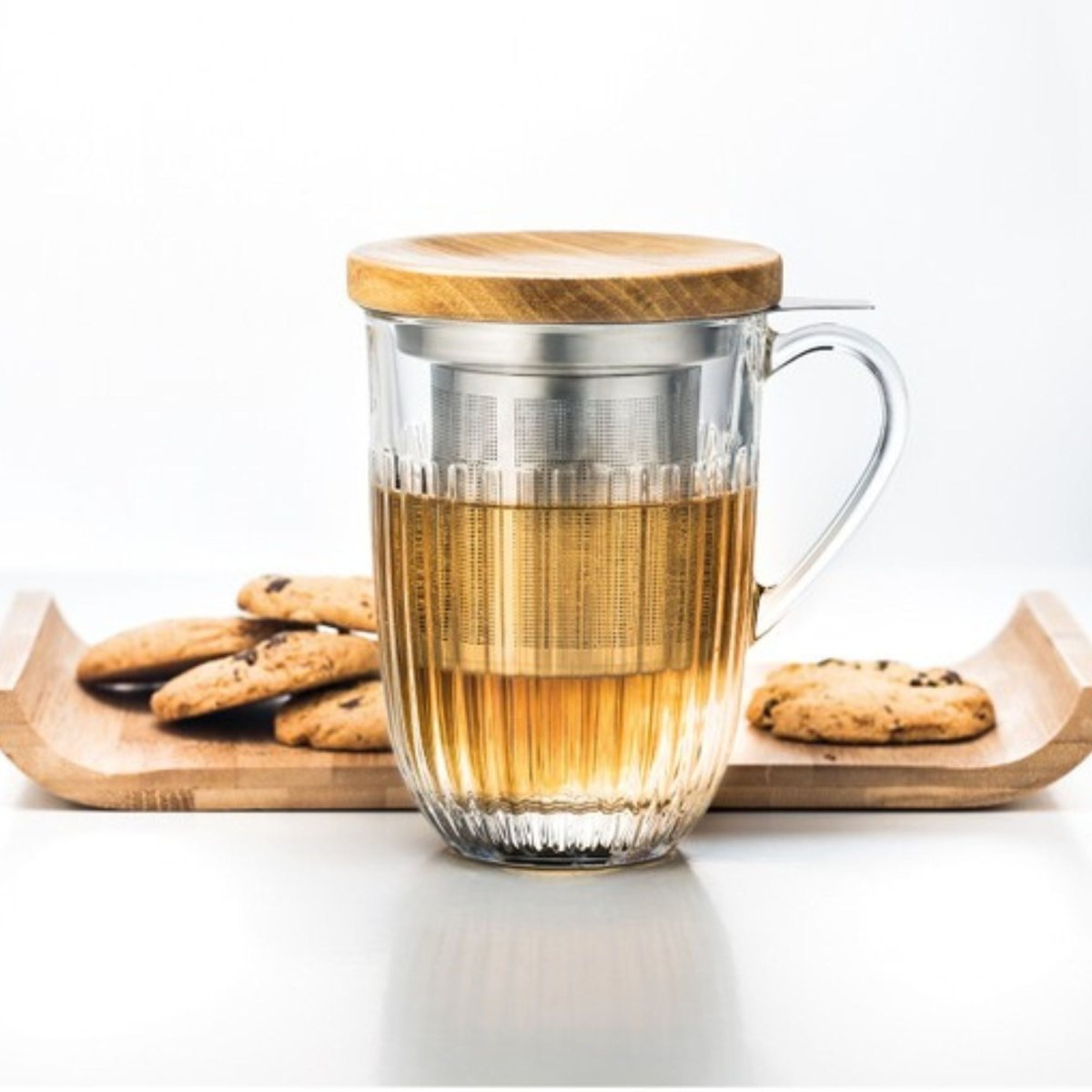 La Rochere NA Ouessant Ribbed Glass Tea Infuser Mug with Stainless Steel Infuser