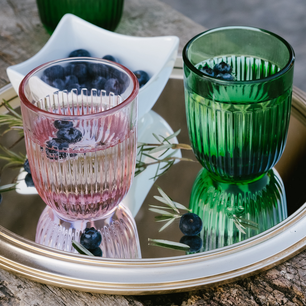 La Rochere NA Ouessant Rose Ribbed Glass Tumblers – Set of 6
