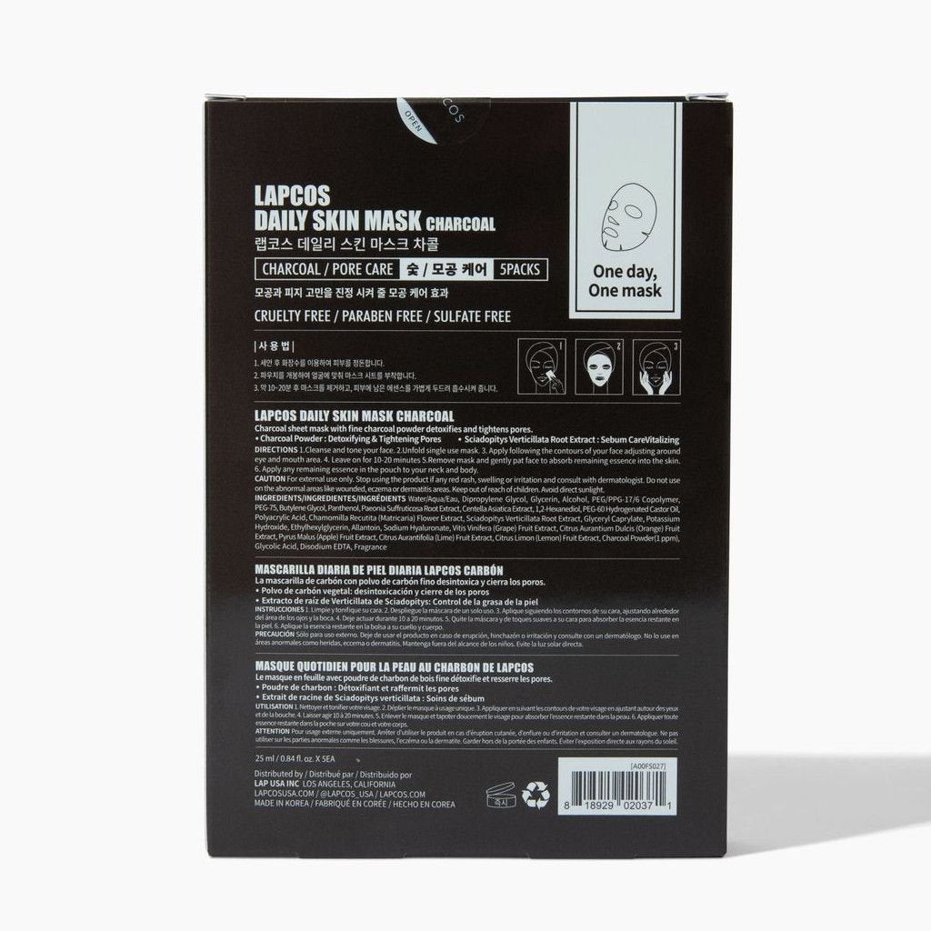 LAPCOS Daily Charcoal Detox Sheet Mask
