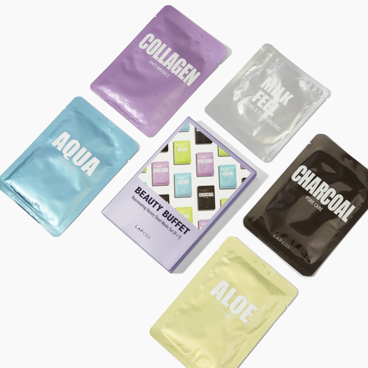 LAPCOS Rejuvenating Sheet Mask Variety Pack | 4 Masks + Milk Feel Cleansing & Exfoliating Pad