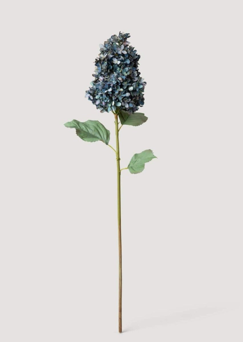 Afloral Large Dried Look Fake Flowers Cone Hydrangea in Vintage Dark Blue - 35" x 10" Bloom - lily & onyx