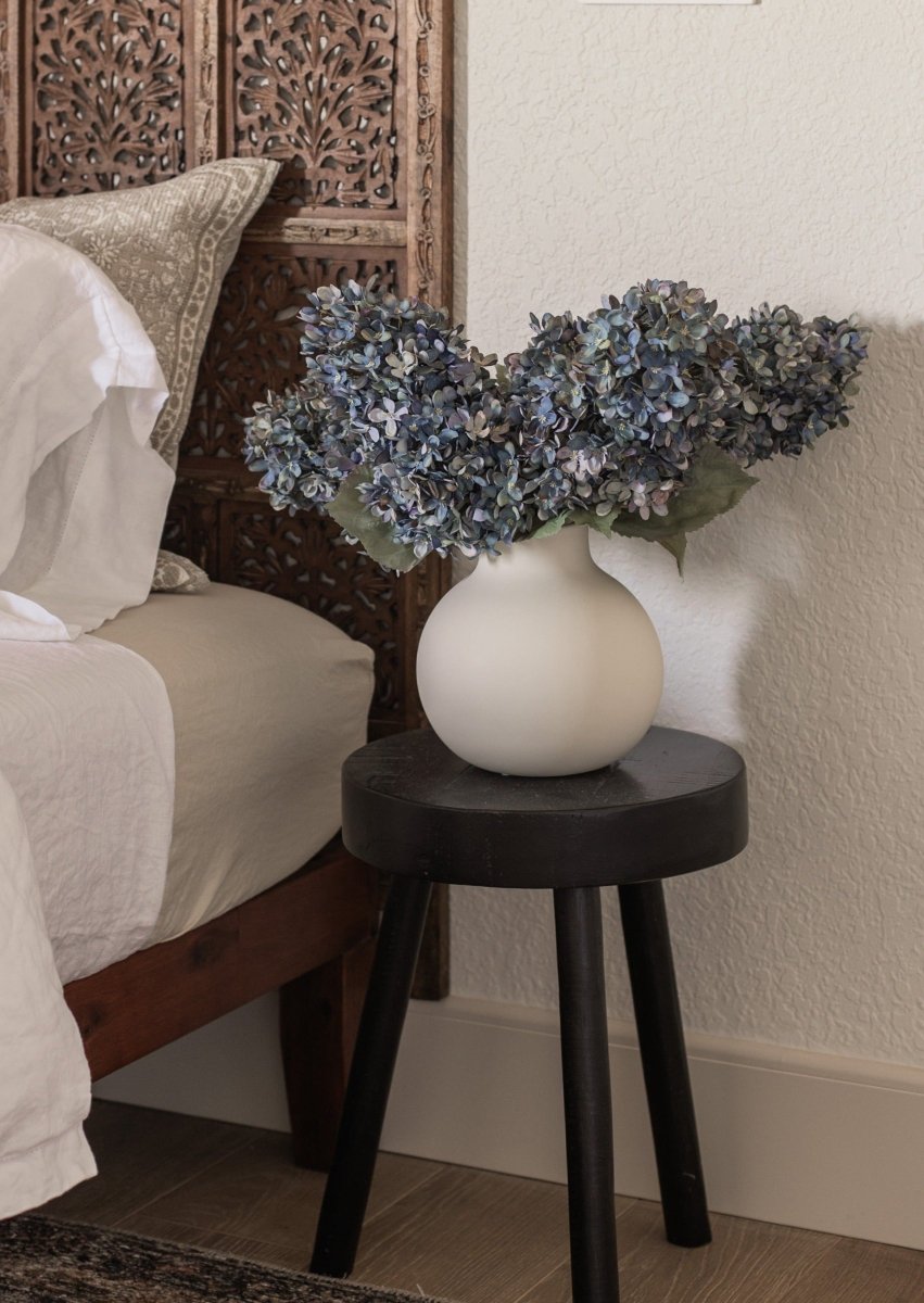 Afloral Large Dried Look Fake Flowers Cone Hydrangea in Vintage Dark Blue - 35