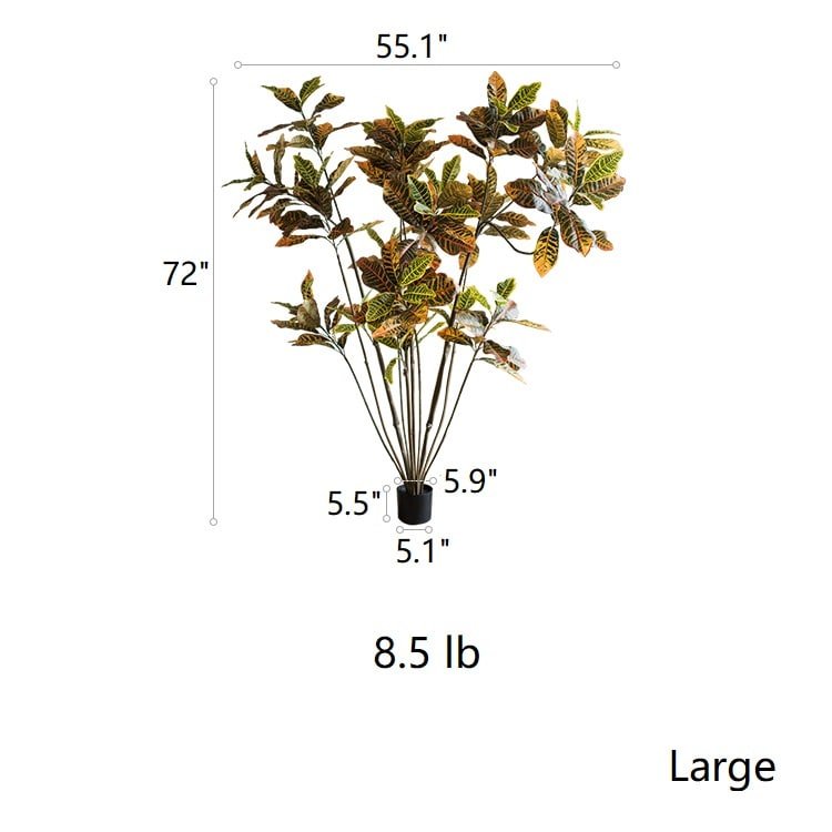 
                      
                        RusticReach Large Leaf Artificial Croton Tree In Pot - lily & onyx
                      
                    