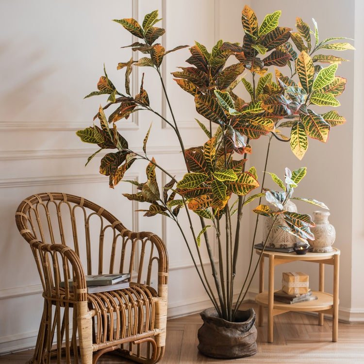 
                      
                        RusticReach Large Leaf Artificial Croton Tree In Pot - lily & onyx
                      
                    