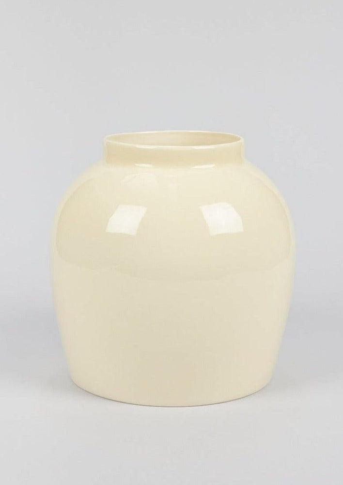 Afloral Large Tabletop Cream Glossy Ceramic Vase - 10.5" - lily & onyx