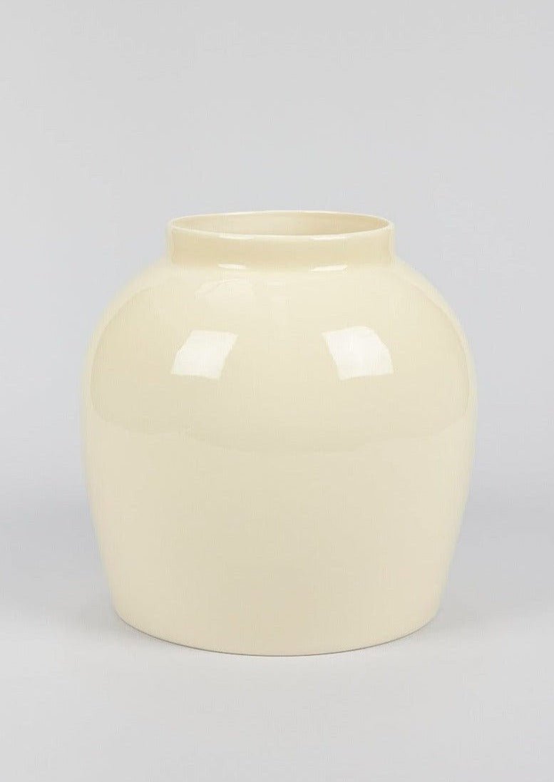 Afloral Large Tabletop Cream Glossy Ceramic Vase - 10.5" - lily & onyx