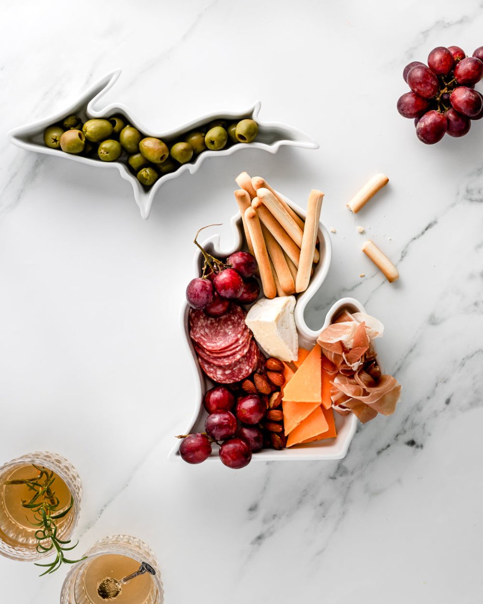 Lark at Home Michigan State Porcelain Serving Platter - 13" White Glazed Dish