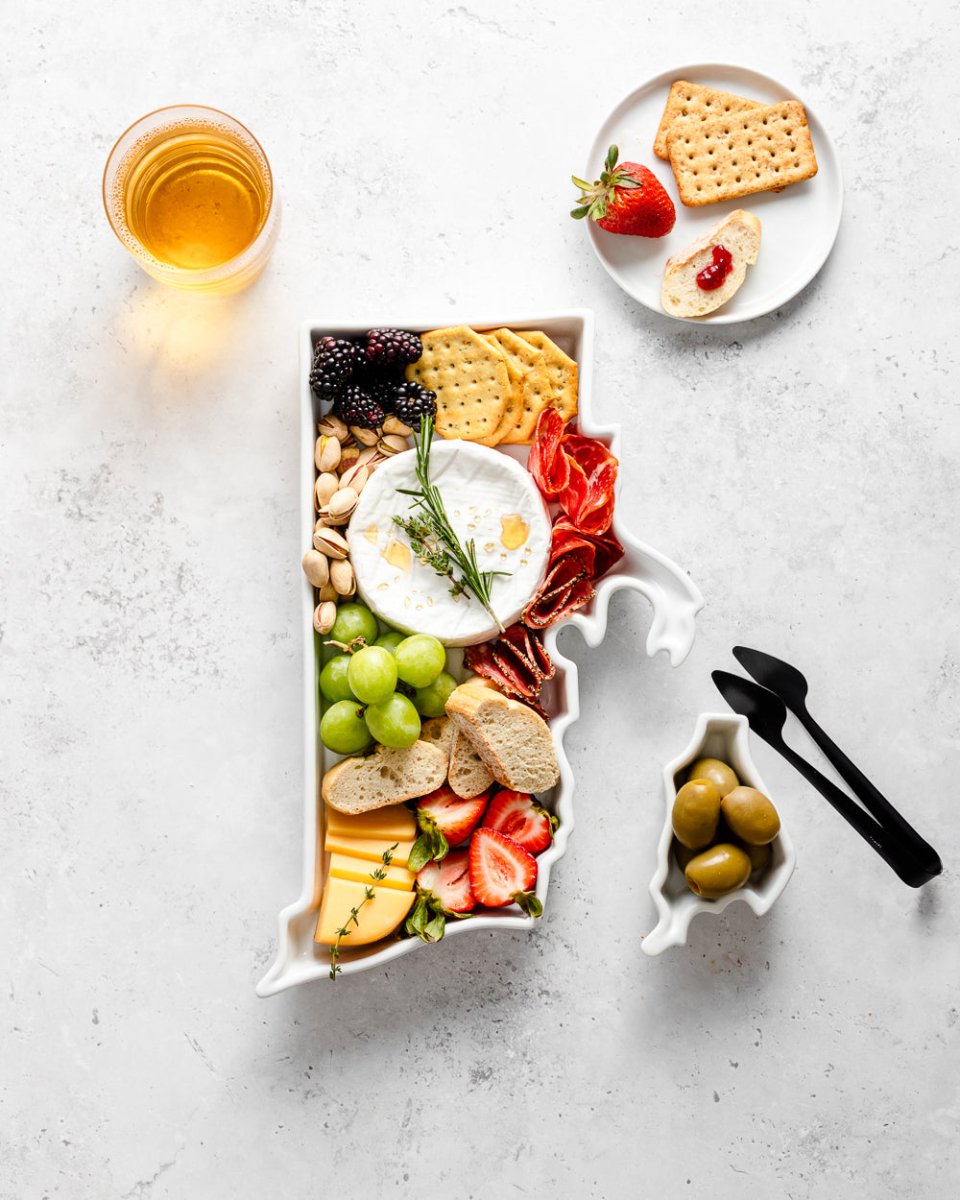 Lark at Home Rhode Island State Porcelain Serving Dish - 13x10 White Glaze