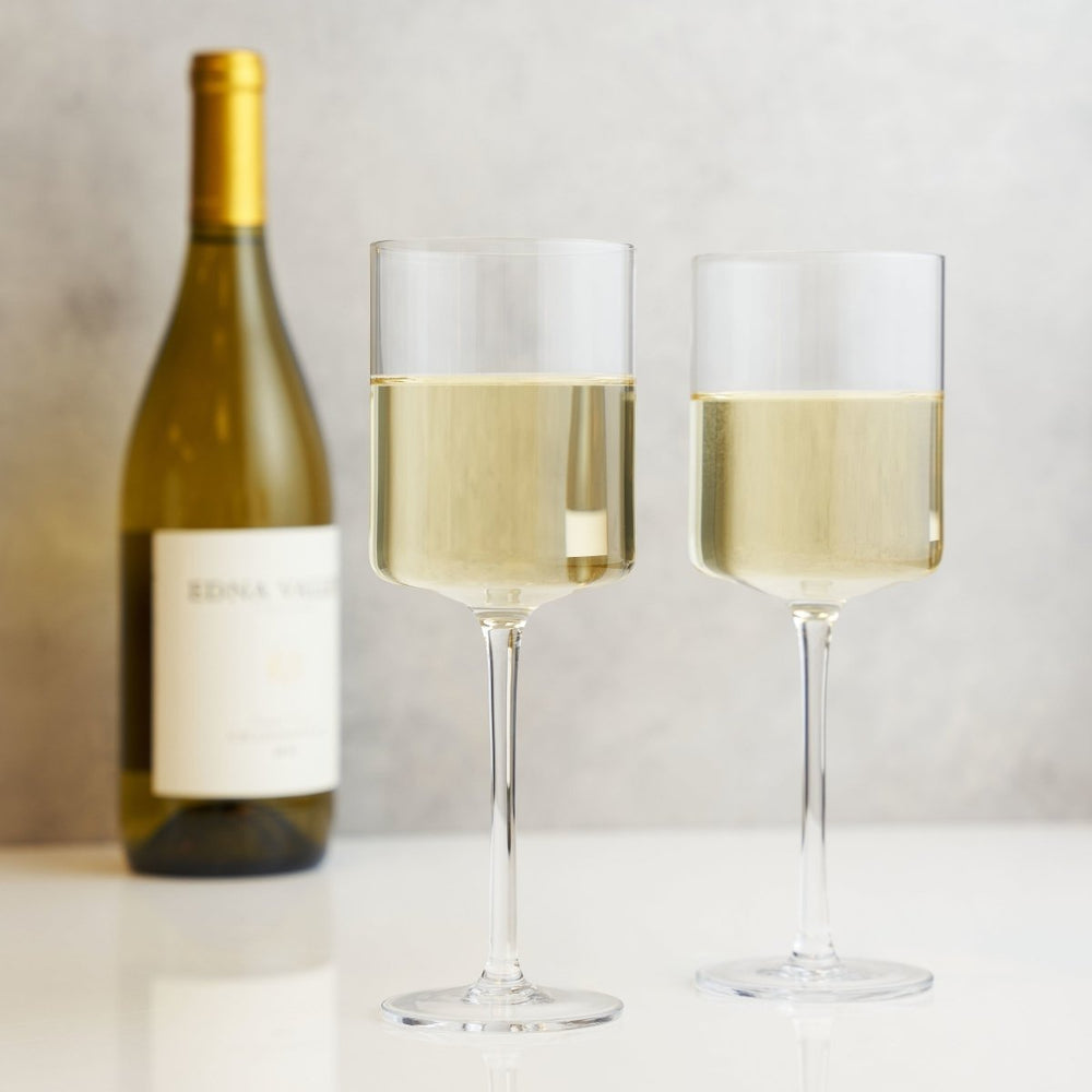 Viski Laurel Crystal White Wine Glasses, Set of 2 - lily & onyx