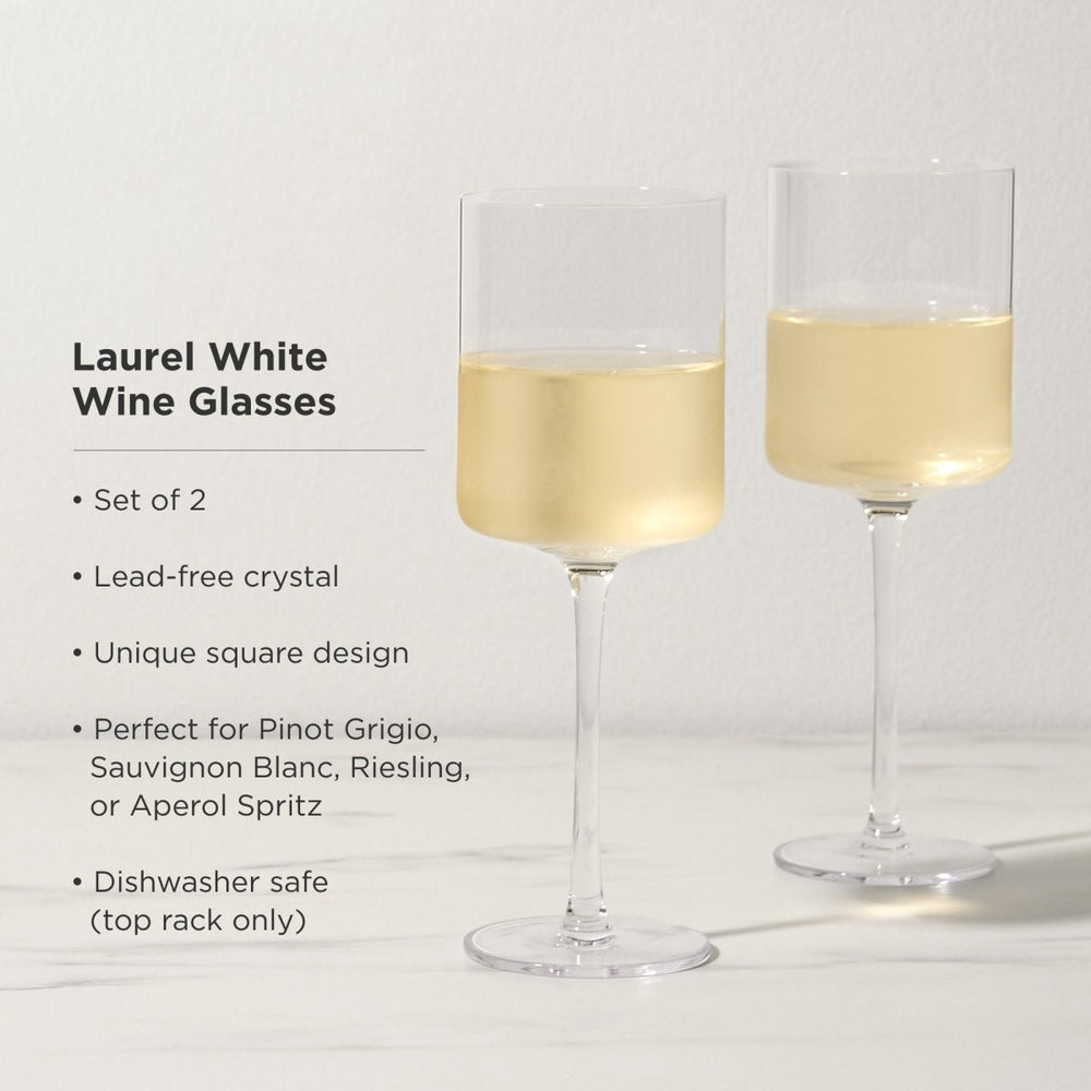 
                      
                        Viski Laurel Crystal White Wine Glasses, Set of 2 - lily & onyx
                      
                    