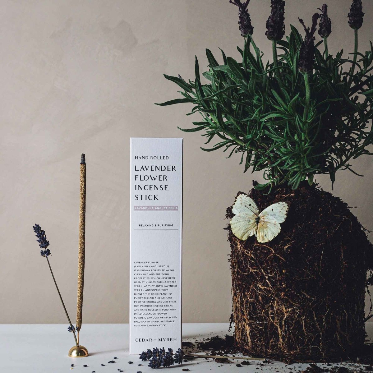 CEDAR AND MYRRH Lavender Hand - Rolled Incense Sticks – 7 Sticks - lily & onyx