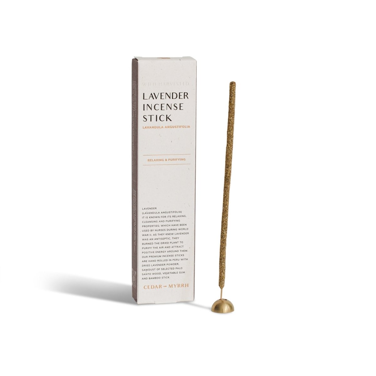 CEDAR AND MYRRH Lavender Hand - Rolled Incense Sticks – 7 Sticks - lily & onyx
