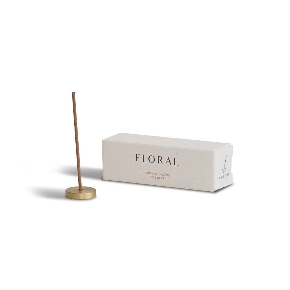 CEDAR AND MYRRH Lavender Japanese Incense Stick Set with Brass Holder – 30 Sticks - lily & onyx