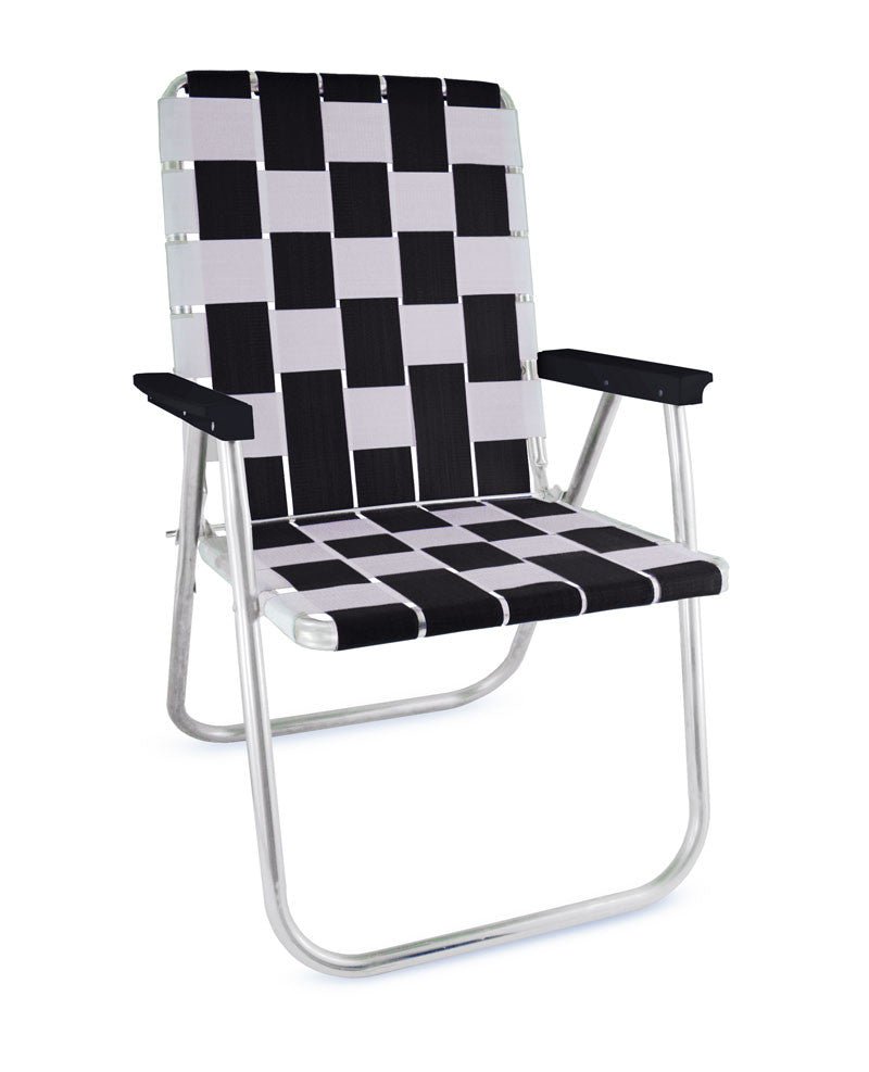Lawn Chair USA Black & White Classic Lawn Chair with Black Arms