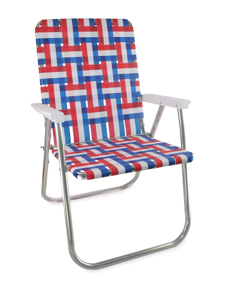 Lawn Chair USA Old Glory Classic Lawn Chair with White Arms