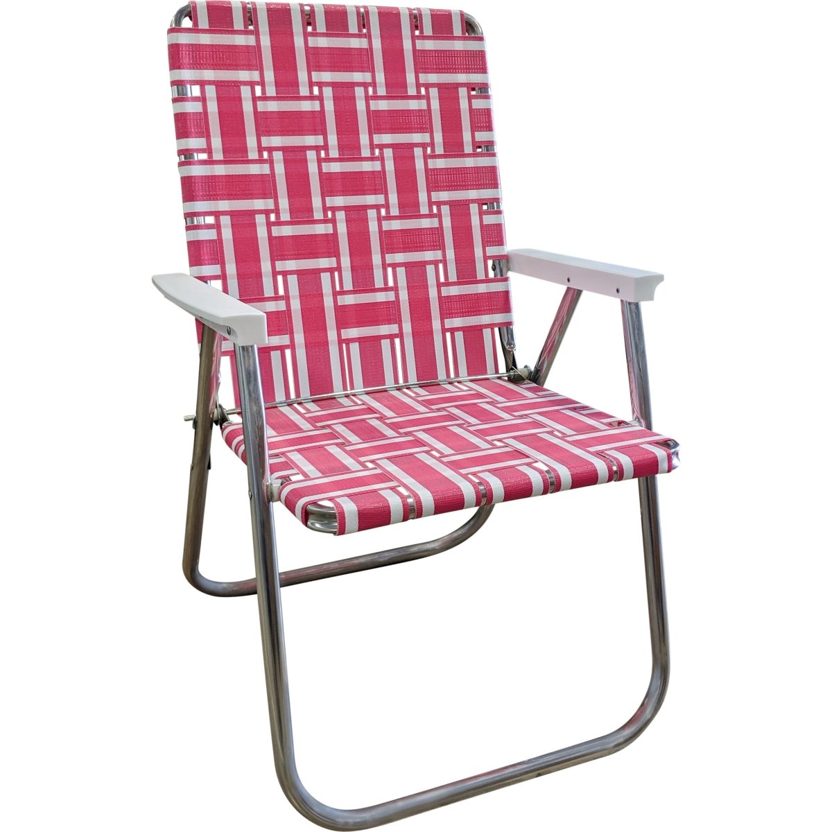 Lawn Chair USA Pink and White Stripe Classic Lawn Chair