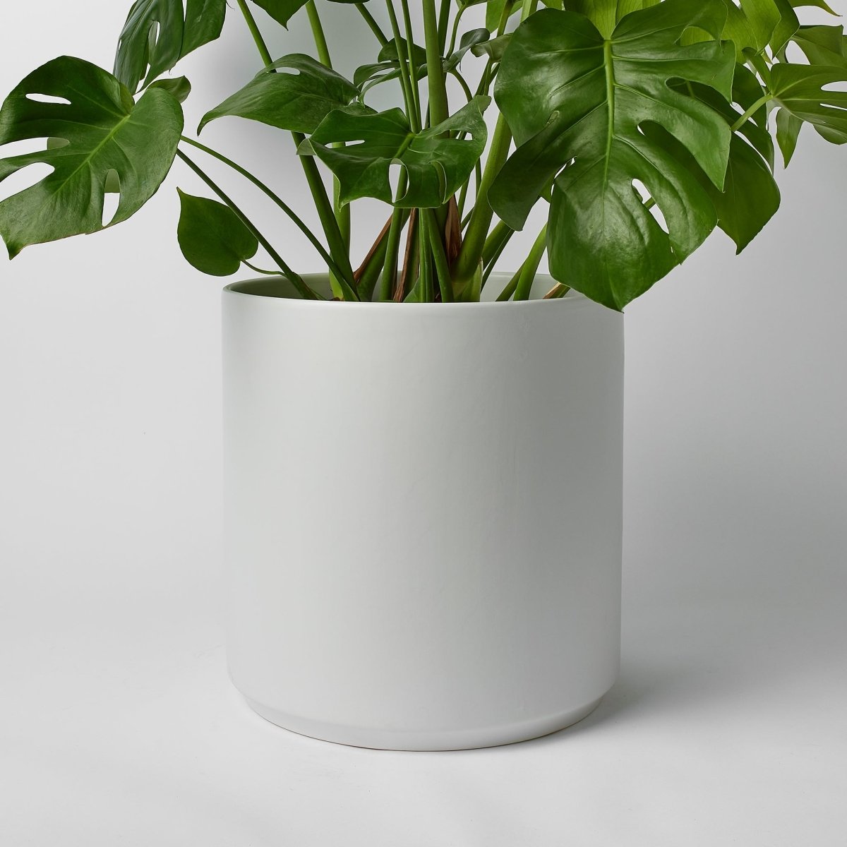 LBE Design 14 Inch Ceramic Cylinder Planter - Waterproof Stoneware Pot