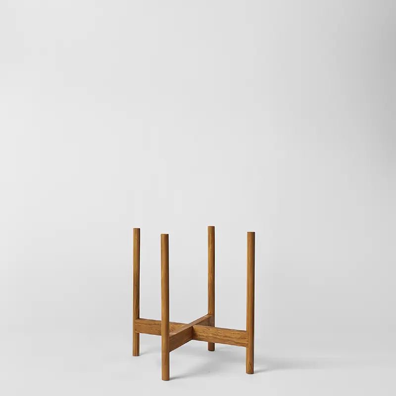 LBE Design Rounded Hardwood Plant Stand - Teak & Mahogany Plant Riser
