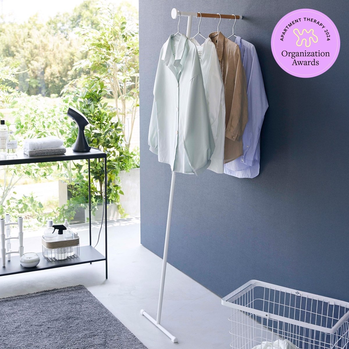 Yamazaki Home Leaning Steel Clothes Hanger, 64" H - lily & onyx