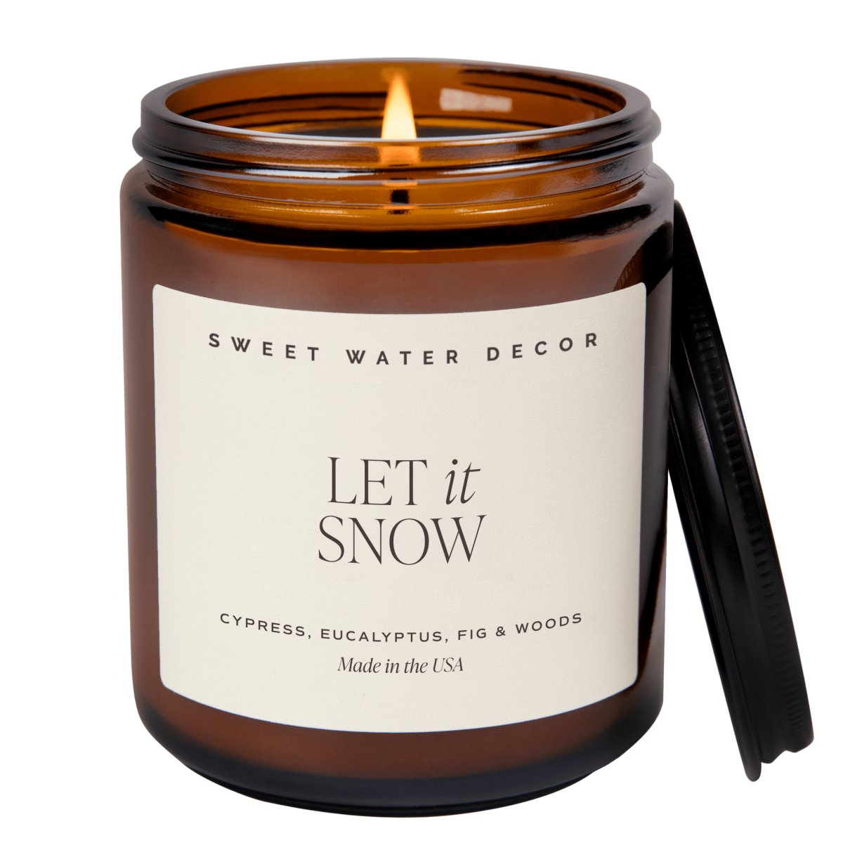 Sweet Water Decor Let It Snow Soy Candle - 9 oz Amber Jar - lily & onyx