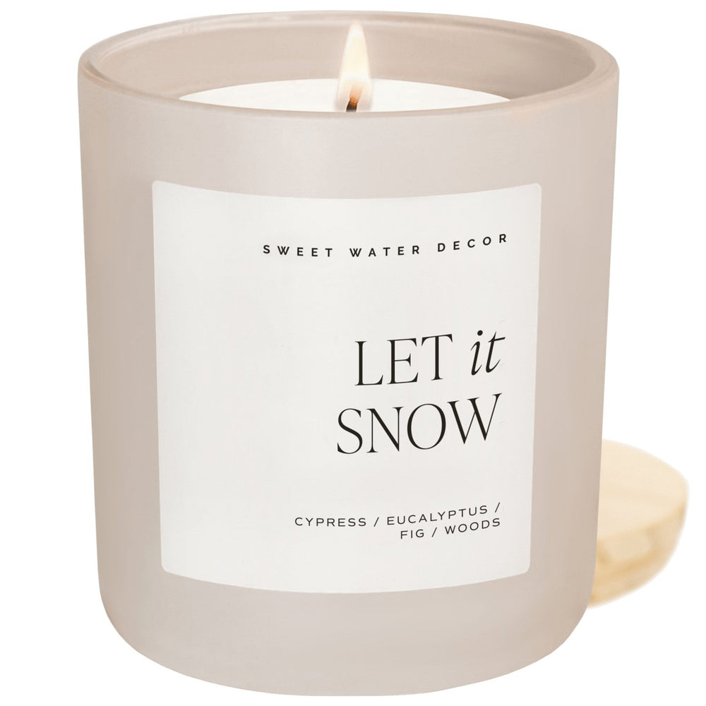 Sweet Water Decor Let It Snow Soy Candle - Tan Matte Jar - 15 oz - lily & onyx