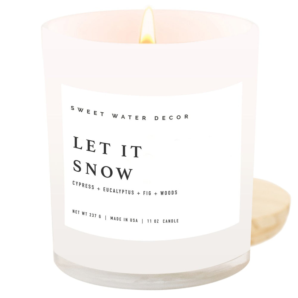 Sweet Water Decor Let It Snow Soy Candle - White Jar - 11 oz - lily & onyx