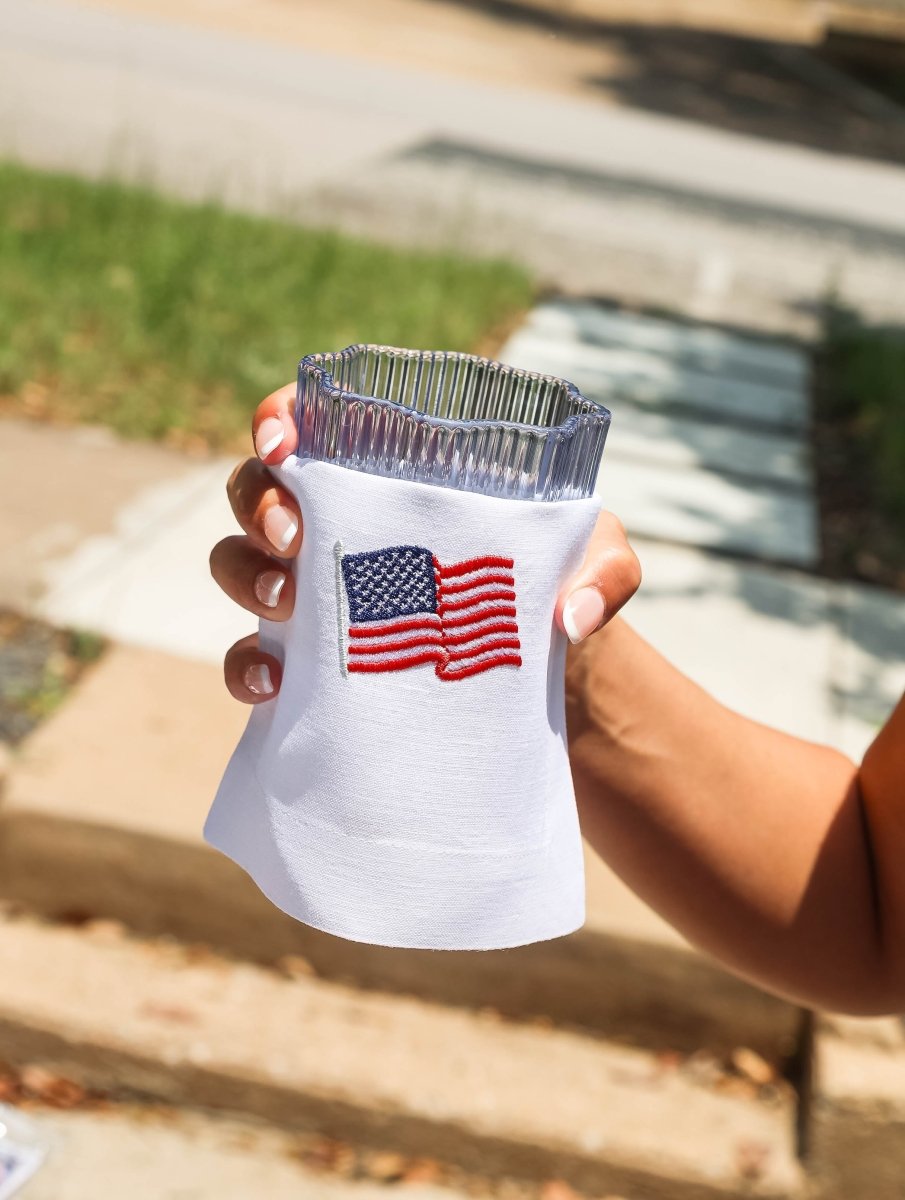 Lettermade 4th of July Embroidered Linen Cocktail Napkins – Set of 4