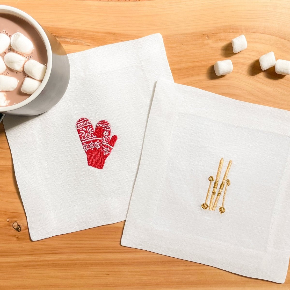 Lettermade Après Ski Embroidered Linen Cocktail Napkins – Set of 4