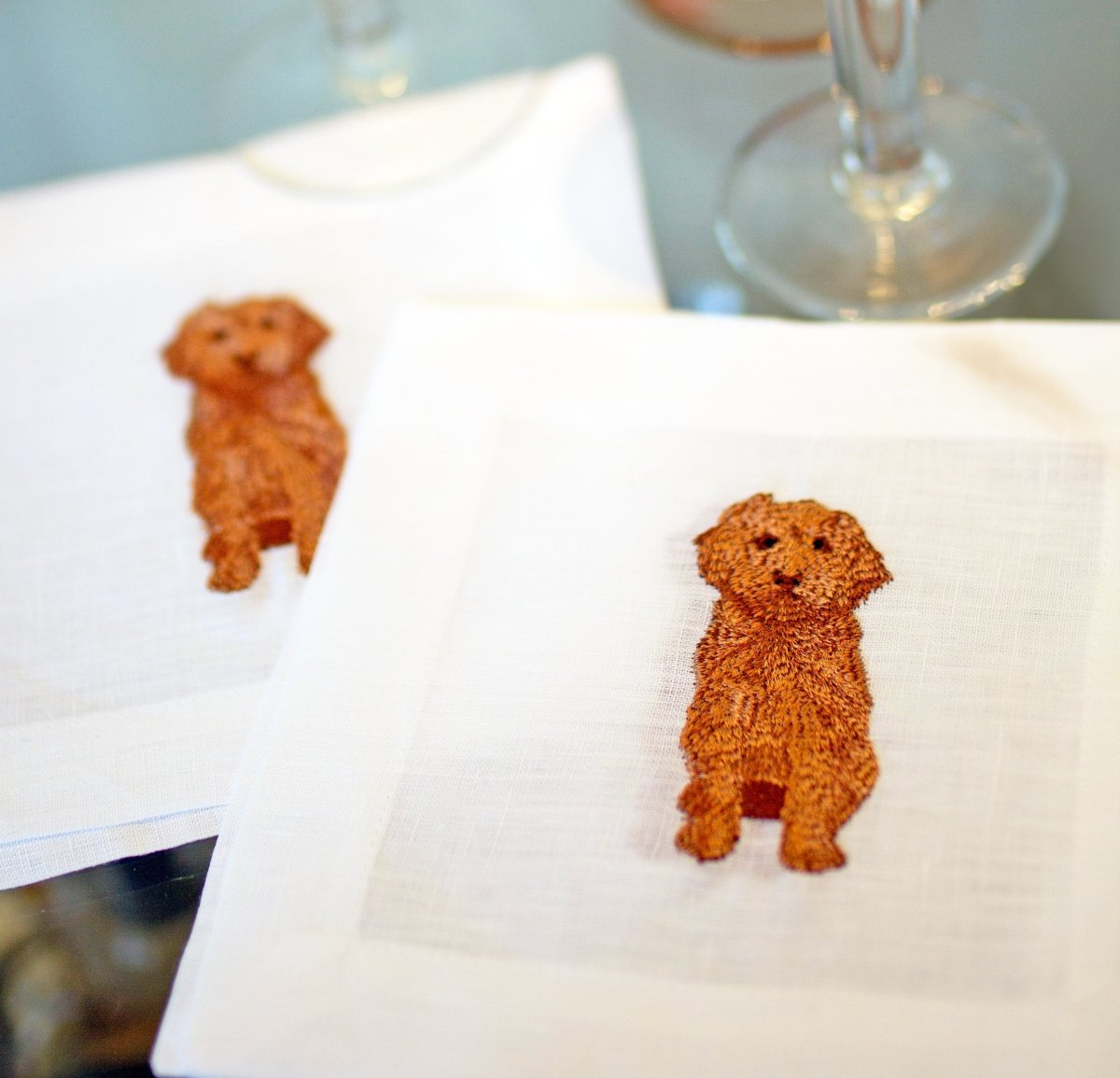 Lettermade Cavapoo Embroidered Linen Cocktail Napkins – Set of 4