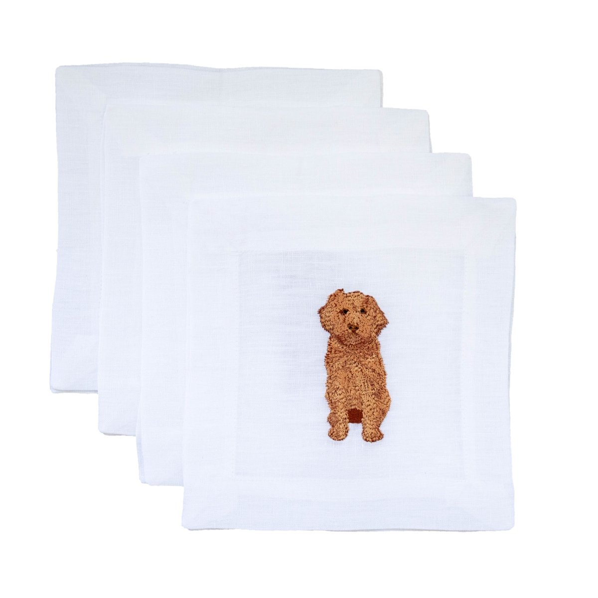 Lettermade Cavapoo Embroidered Linen Cocktail Napkins – Set of 4