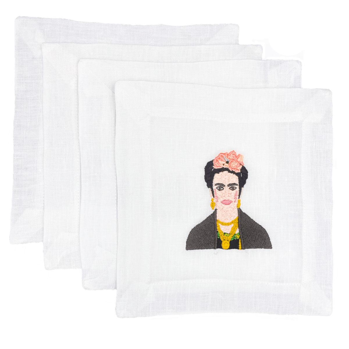 Lettermade Frida Kahlo Embroidered Cocktail Napkins – Set of 4