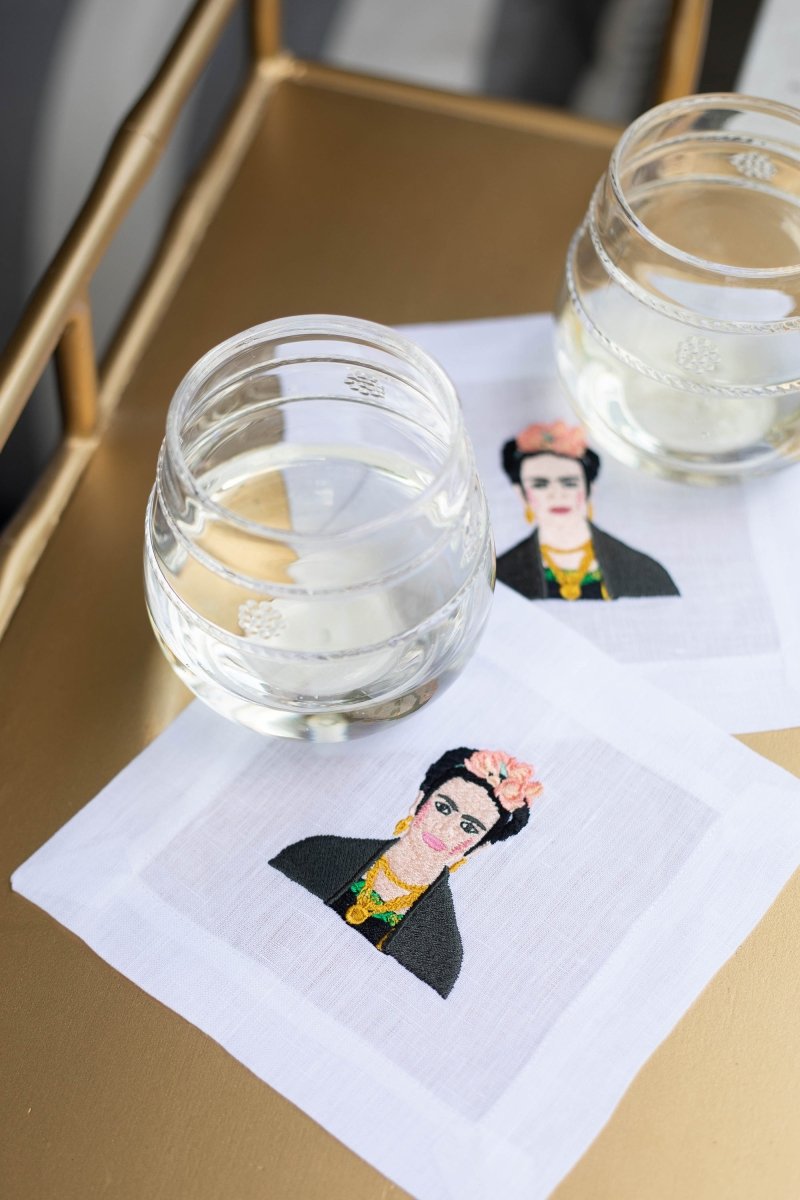 Lettermade Frida Kahlo Embroidered Cocktail Napkins – Set of 4