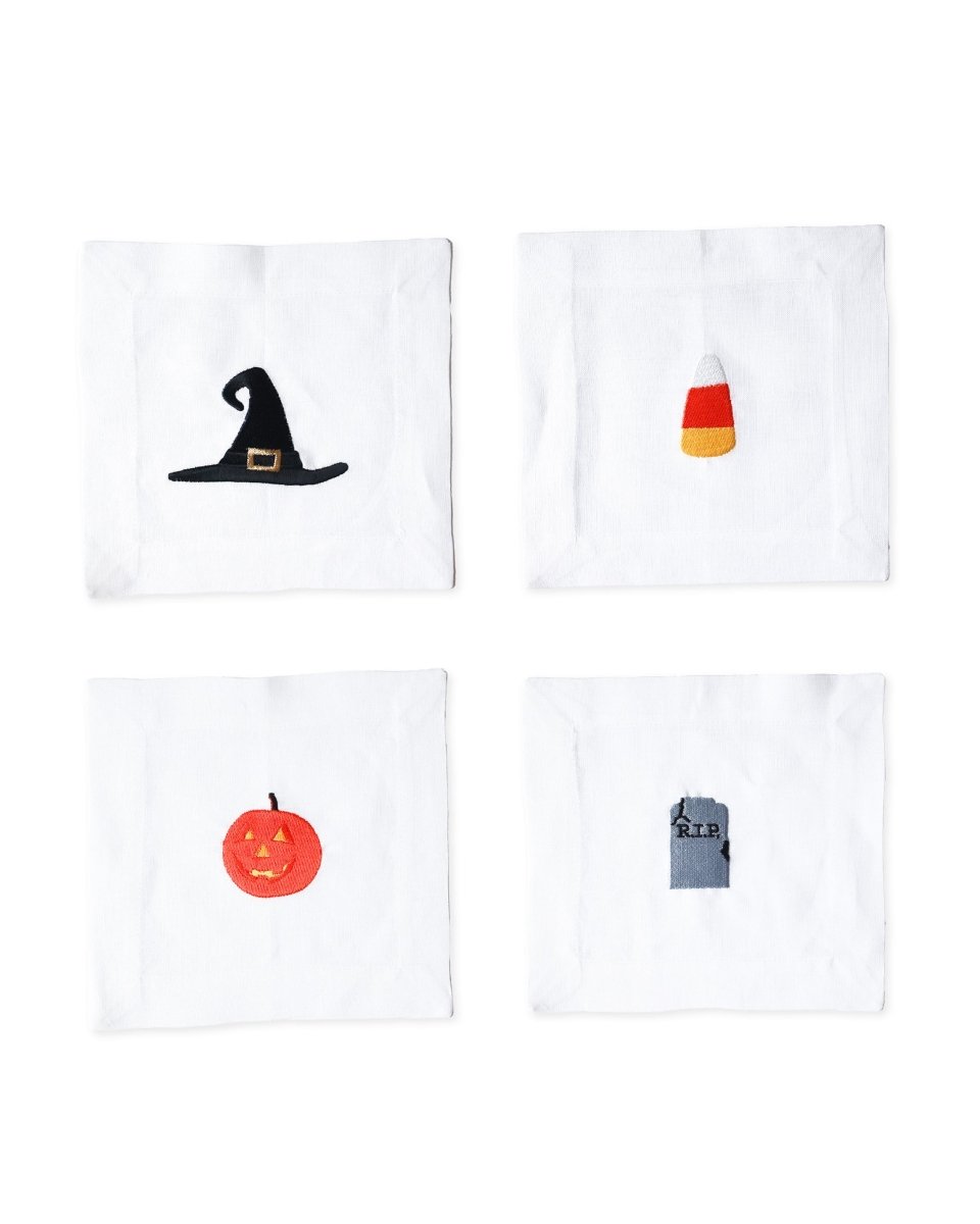 Lettermade Halloween Embroidered Linen Cocktail Napkins – Set of 4