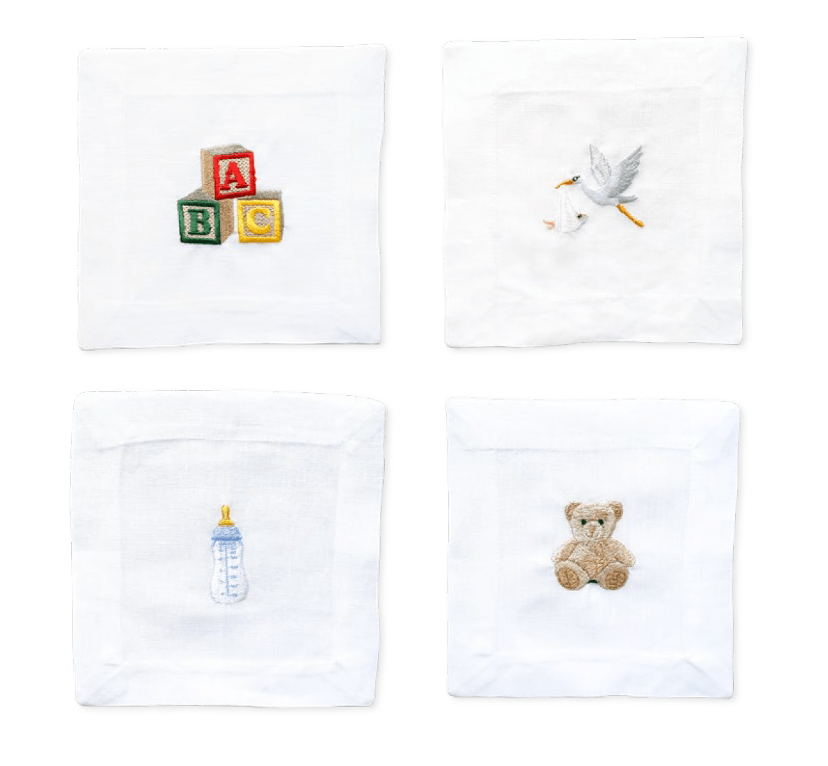 Lettermade New Baby Embroidered Linen Cocktail Napkins – Set of 4
