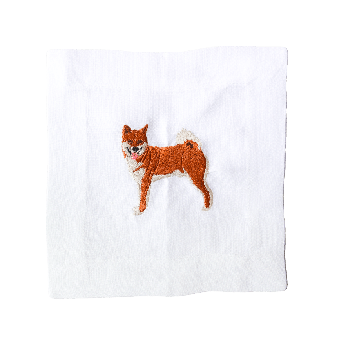 Lettermade Shiba Inu Embroidered Linen Cocktail Napkins – Set of 4