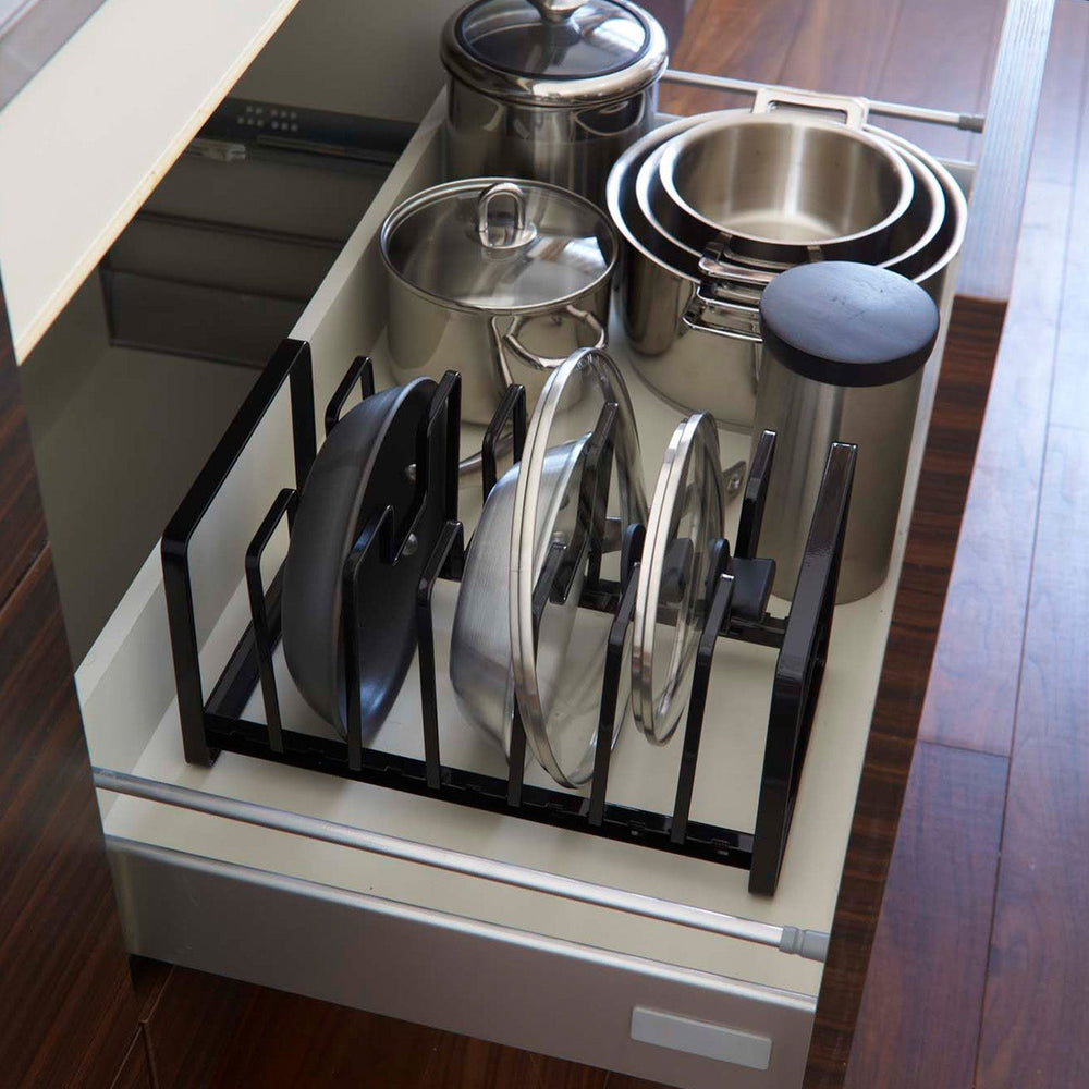 
                      
                        Adjustable Pot Lid and Frying Pan Organizer
                      
                    
