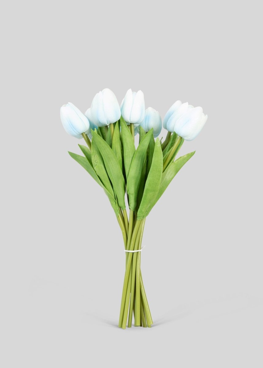Afloral Light Blue Tulip Real Touch Fake Flower, Bundle of 12 - lily & onyx