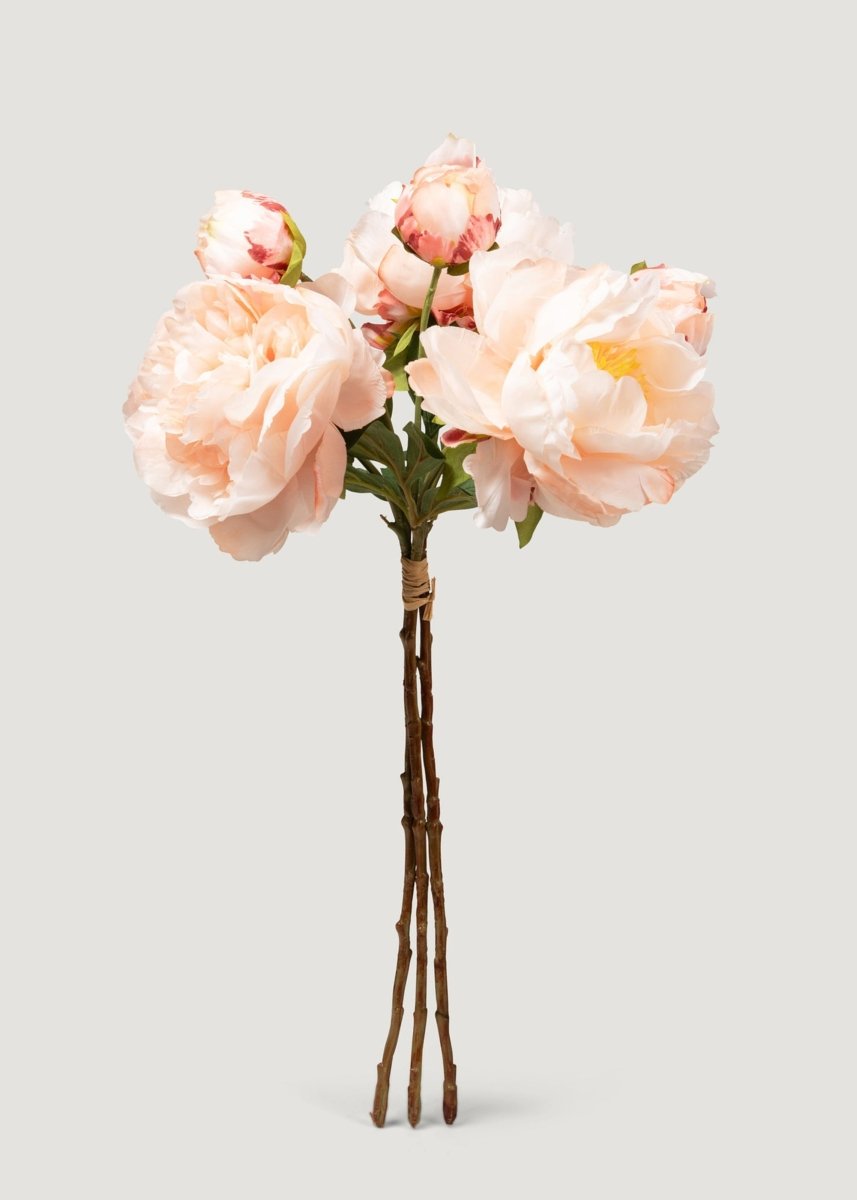 Afloral Light Coral Faux Peony Flower Bundle - 21