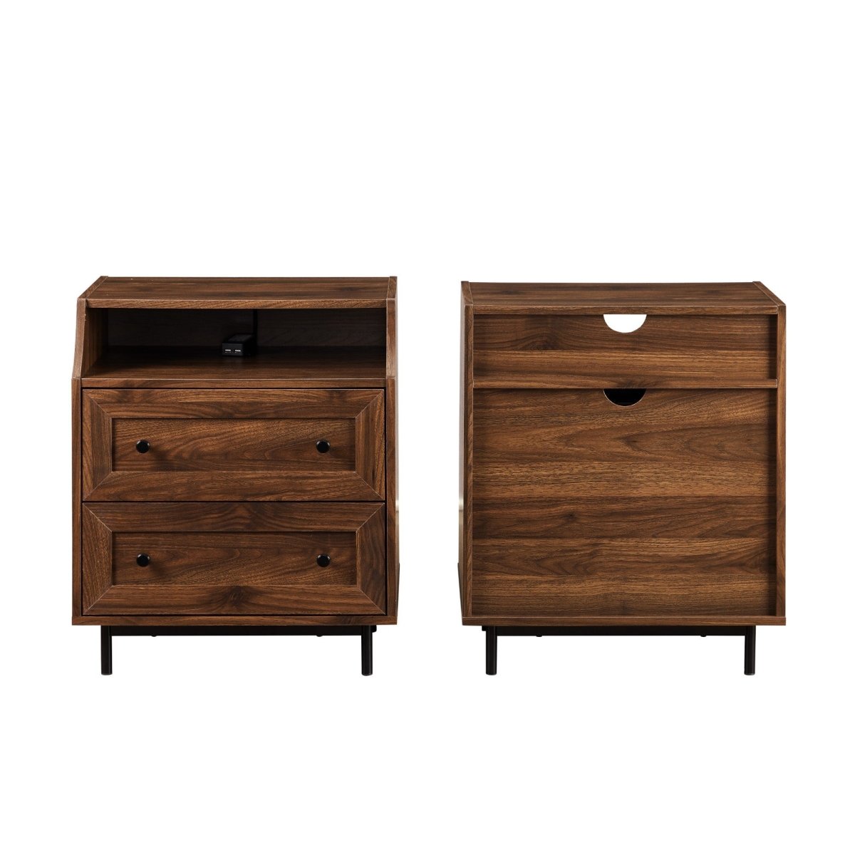 Walker Edison Lisa 2 Drawer Nightstand with USB - lily & onyx