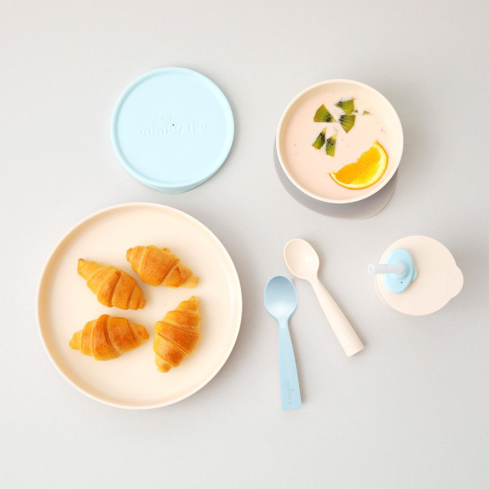 Miniware Little Foodie Meal Set - Vanilla + Aqua - lily & onyx